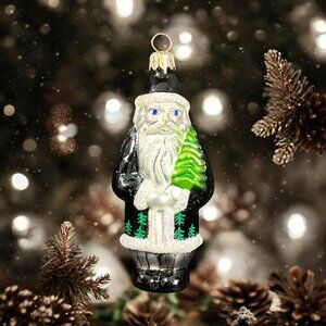 Christopher Radko Santa Claus Ornament Elfin Evening‎ Black Coat with Tree